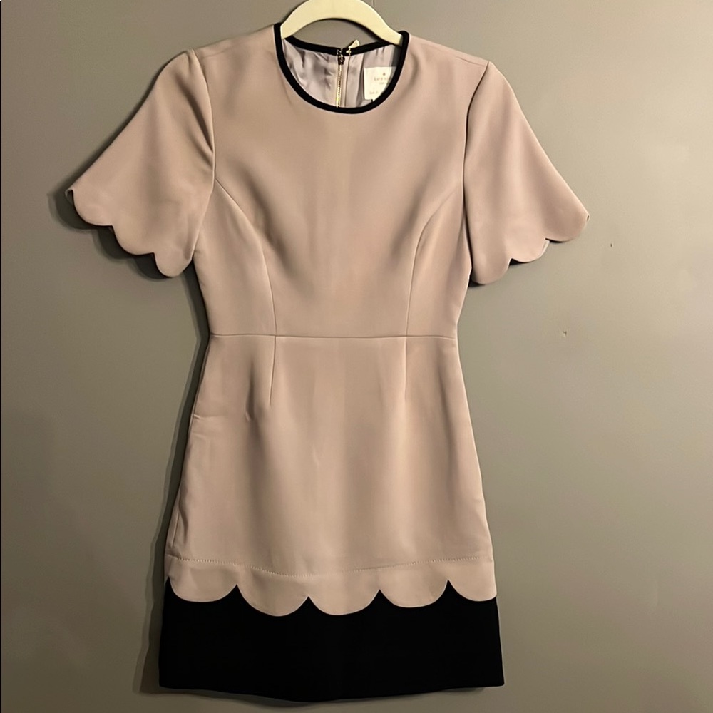 Kate Spade Sponge Crepe Cream and Black Flutter Sleeve Sheath Dress